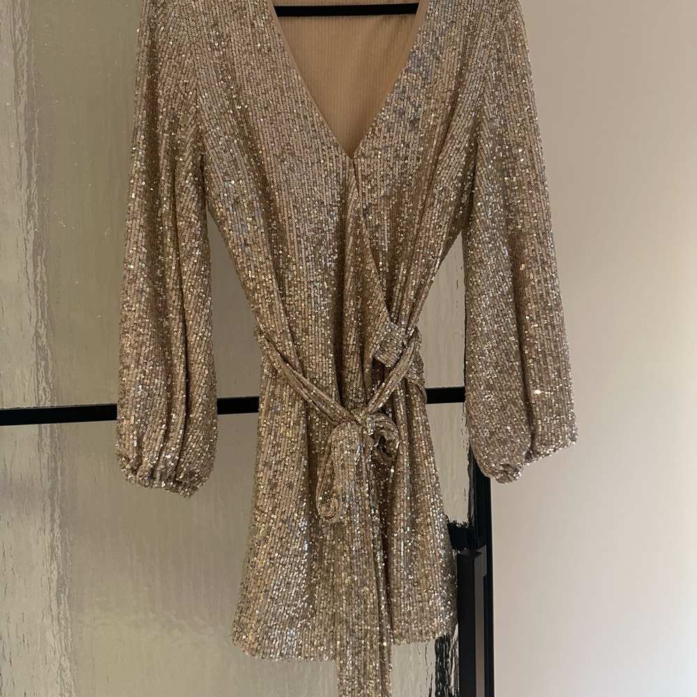 Likely Beige Sequin Dress